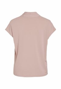 Bledě růžová blůza z měkké látky, s krátkými rukávy a jemným límcem. Design má volný střih a hladkou strukturu.