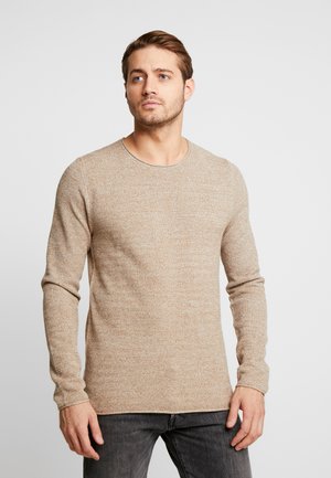 SLHROCKY CREW NECK - Stickad tröja - sepia tint/light grey melange