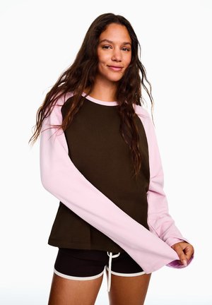 Bershka, TSHIRT - Pitkähihainen paita - dark brown