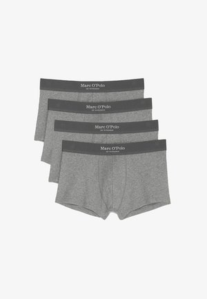 Szare bawełniane bokserki w zestawie czterech sztuk, z ciemnoszarym elastycznym paskiem w talii z logo "Marc O'Polo". Gładka faktura, klasyczny krój.