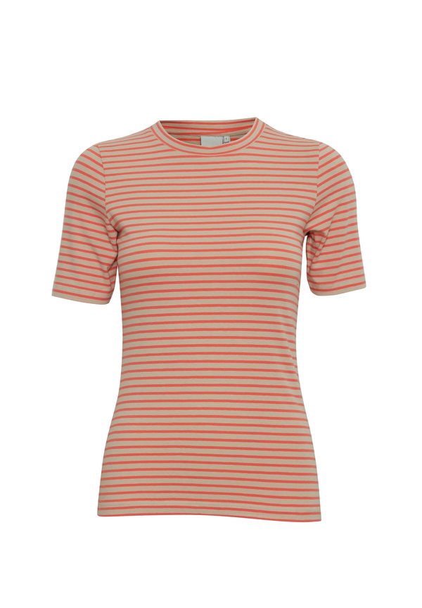IHMIRA - Print T-shirt - hot coral stripe3