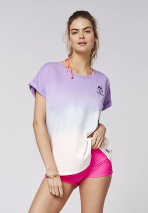 IM DIP-DYE-LOOK MIT STICKEREI - Pyjama top - white purple