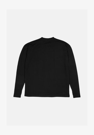 Maglietta nera a maniche lunghe realizzata in morbido cotone. Caratterizzata da un collo rotondo e una vestibilità normale, senza grafiche o decorazioni visibili.
