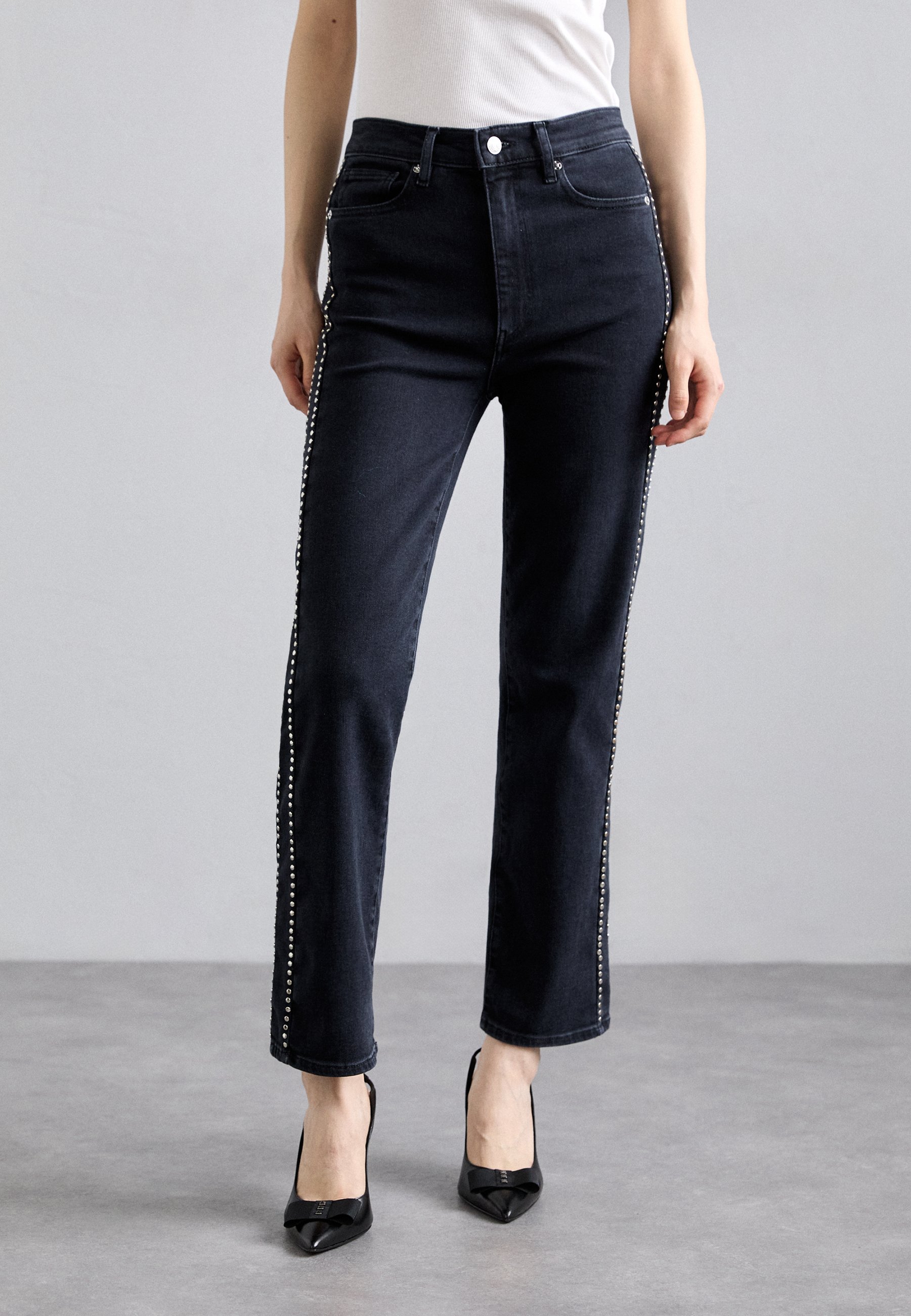 Pantalon Jean Femme IMAAN X FRAME Noir Déchiré Taille US26 S - Neuf Avec étiquettes, Style Destroyed