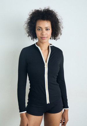 BEACH BOUND LONG SLEEVE SUNVEST - Bikini top - black