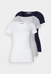 3 PACK - T-shirt basique - white/navy/light grey melange