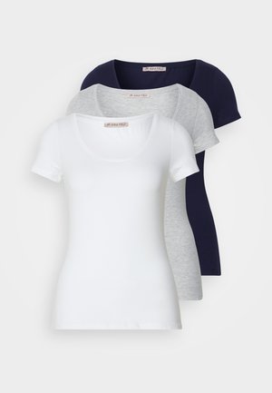 3 PACK - T-shirt - bas - white/navy/light grey melange