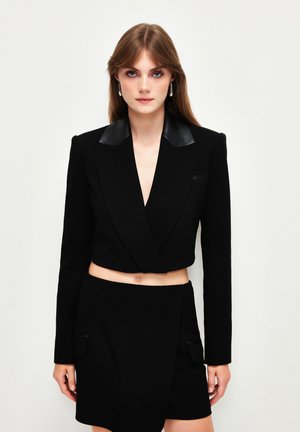 DOUBLE BREASTED WITH CROP - Blazer - black