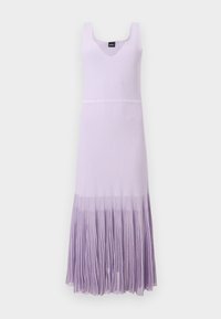 Μάξι φόρεμα σε λεβαντίνι χωρίς μανίκια με ριμπ υφή και πλισέ τελείωμα, με V-λαιμόκοψη και εφαρμοστή μέση.