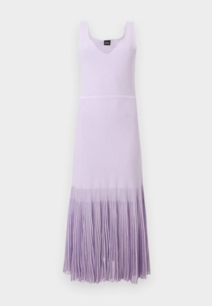 Μάξι φόρεμα σε λεβαντίνι χωρίς μανίκια με ριμπ υφή και πλισέ τελείωμα, με V-λαιμόκοψη και εφαρμοστή μέση.