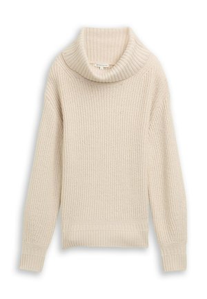 Strickpullover in Off-White. Mit einem breiten gerippten Kragen, strukturiertem Körper sowie gerippten Bündchen und Saum für einen bequemen Sitz.