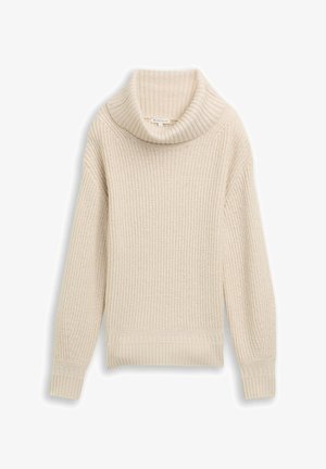 Strickpullover in Off-White. Mit einem breiten gerippten Kragen, strukturiertem Körper sowie gerippten Bündchen und Saum für einen bequemen Sitz.