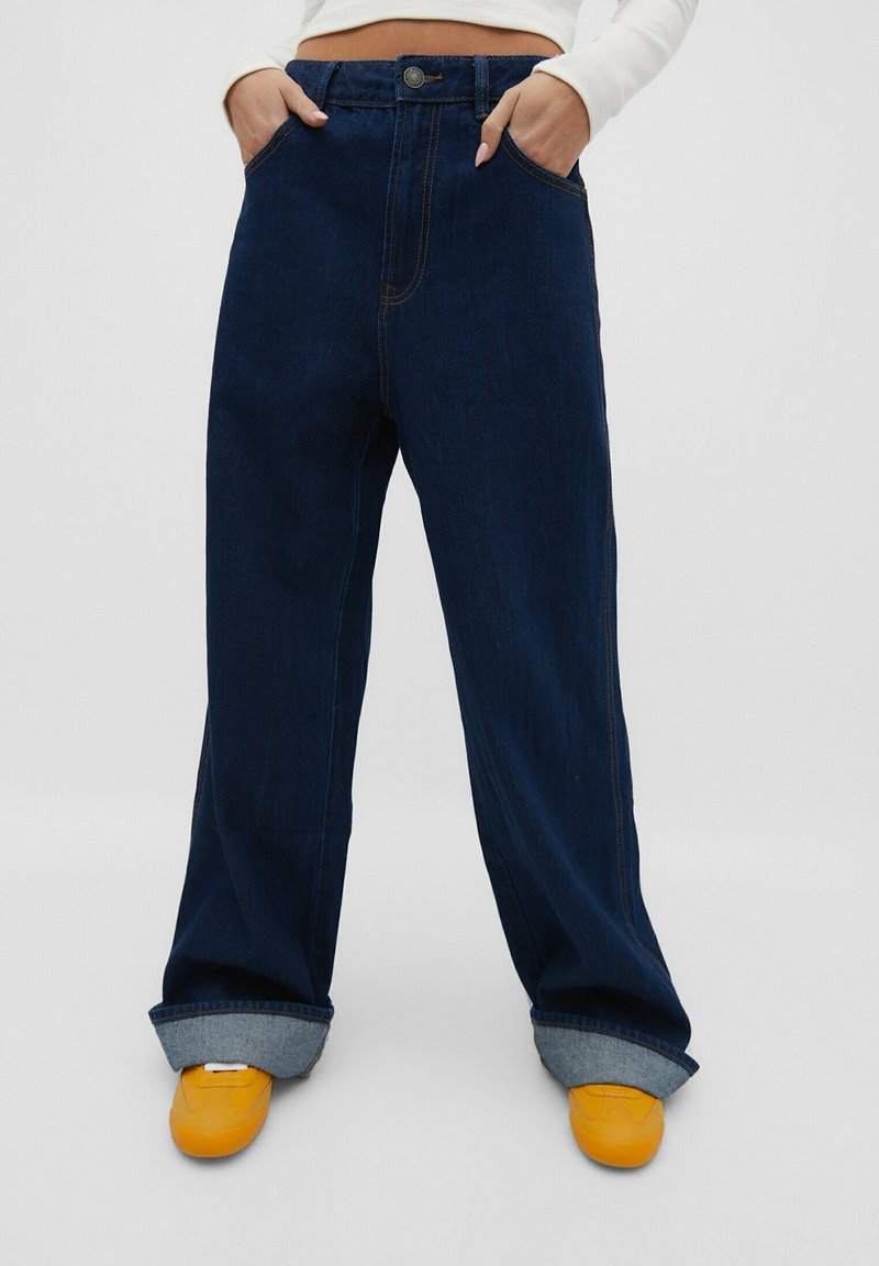 Stradivarius BAGGY - Trapezaste traperice - dark blue