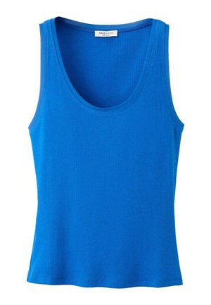 Maiou albastru fără mâneci, din material nervurat, cu decolteu rotund, etichetat MNG Selection.