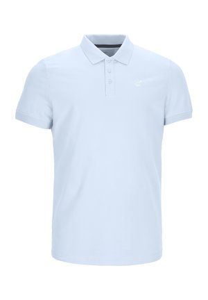 Lichtblauw poloshirt van katoen, met een puntige kraag, een drie-knops sluiting en korte mouwen. Subtiele logo-detail op de borst.