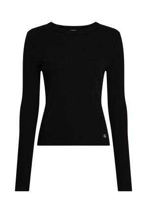 Calvin Klein Jeans LONG SLEEVE LABEL  - Majica z dolgimi rokavi - ck black