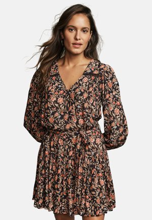 REGULAR FIT - DERWENT FLORAL TIE WAIST MINI  - Day dress - chocolate brown