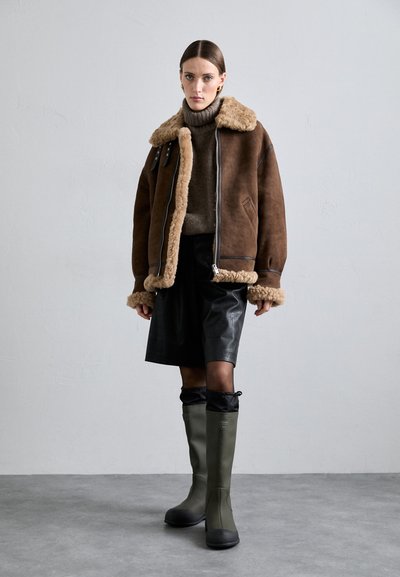 Bally Leren jas - midbrown/beige