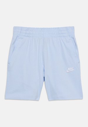 Ανοιχτό μπλε σορτς Nike με ελαστική μέση, πλαϊνές τσέπες και λευκό λογότυπο Nike στο αριστερό πόδι.
