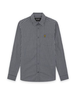 Fekete-fehér kockás, hosszú ujjú, gombos ing gallérral és egy kis sárga logóval a bal mellrészen.