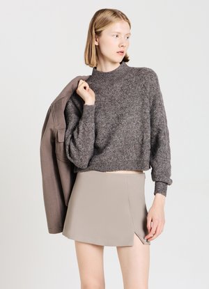 CON TRECCE - Maglione - fango melange