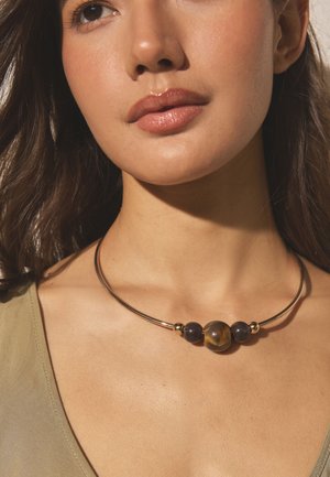 Next, BEAD TORQUE NECKLACE  . - Necklace - caramel brown
