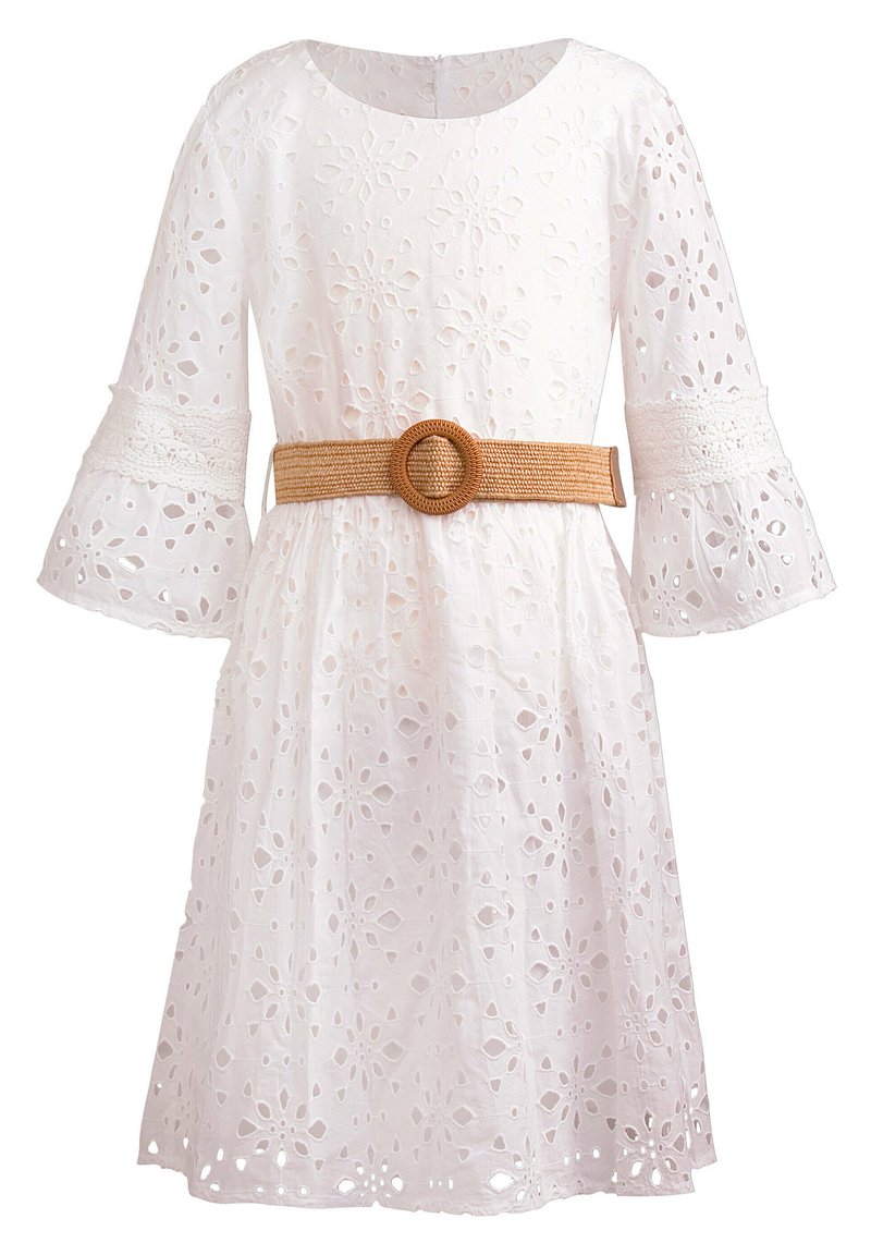 happy girls LOCHSTICKEREI GÜRTEL Robe de soirée white/blanc