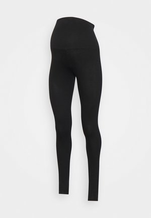 Sorte leggings med en høj, elastisk talje, der har et glat, strækbart materiale og en tætsiddende pasform. Ingen mønstre eller markante detaljer.