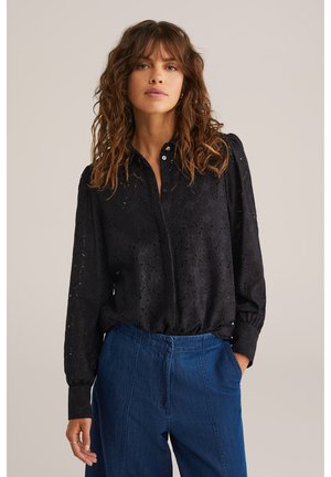 WE Fashion Blúzka so zapínaním na gombíky - black