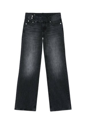 Stradivarius, LOW-RISE STRAIGHT-LEG JEANS WITH HAMMER WAISTBAND   01406631 - Jean droit - mottled light grey