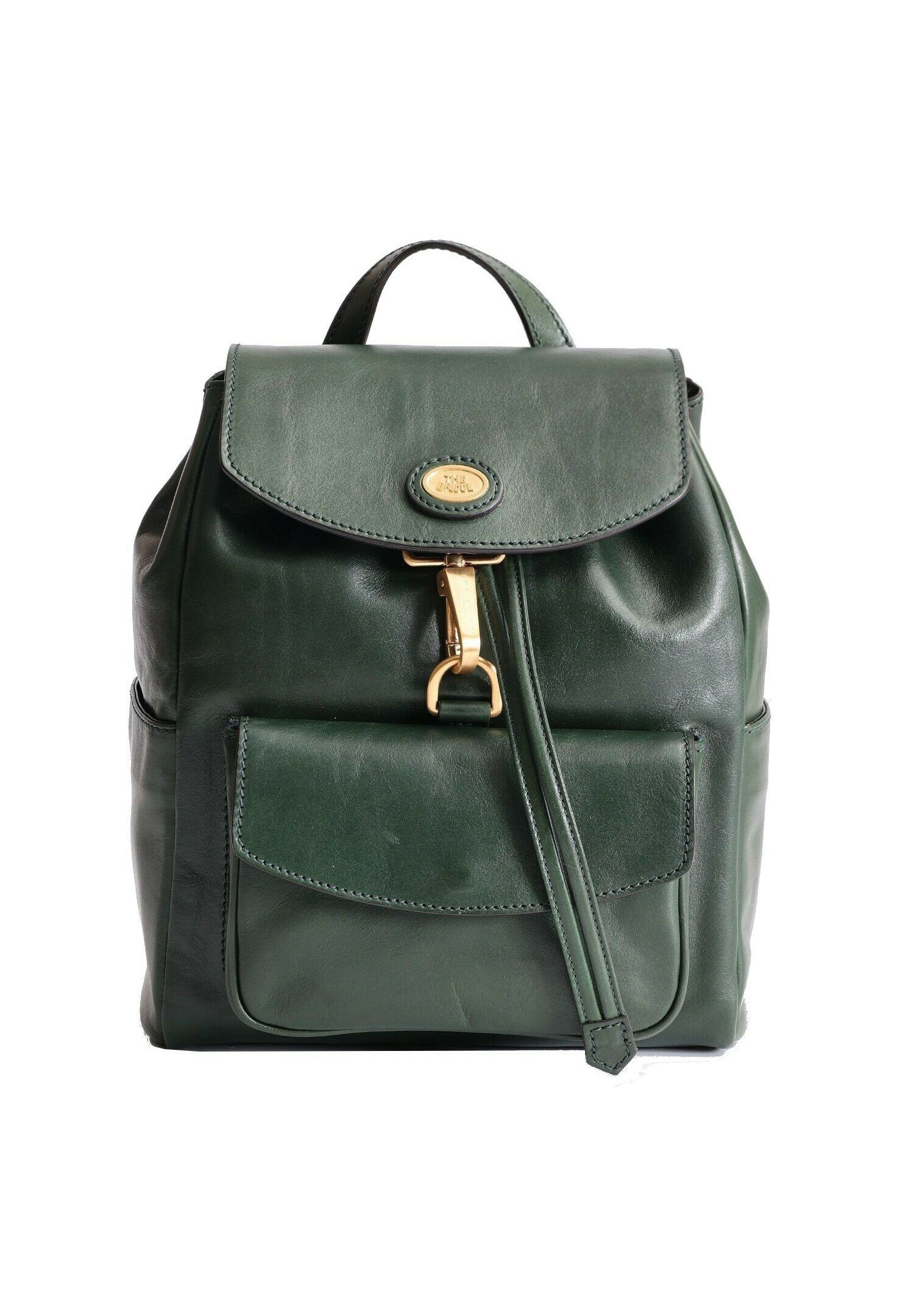 The Bridge BACKPACK Zaino In Pelle, Elegante, 30x32x9 Cm, Nero Con Dettagli Oro, Spallacci Regolabili, Scomparti Multipli