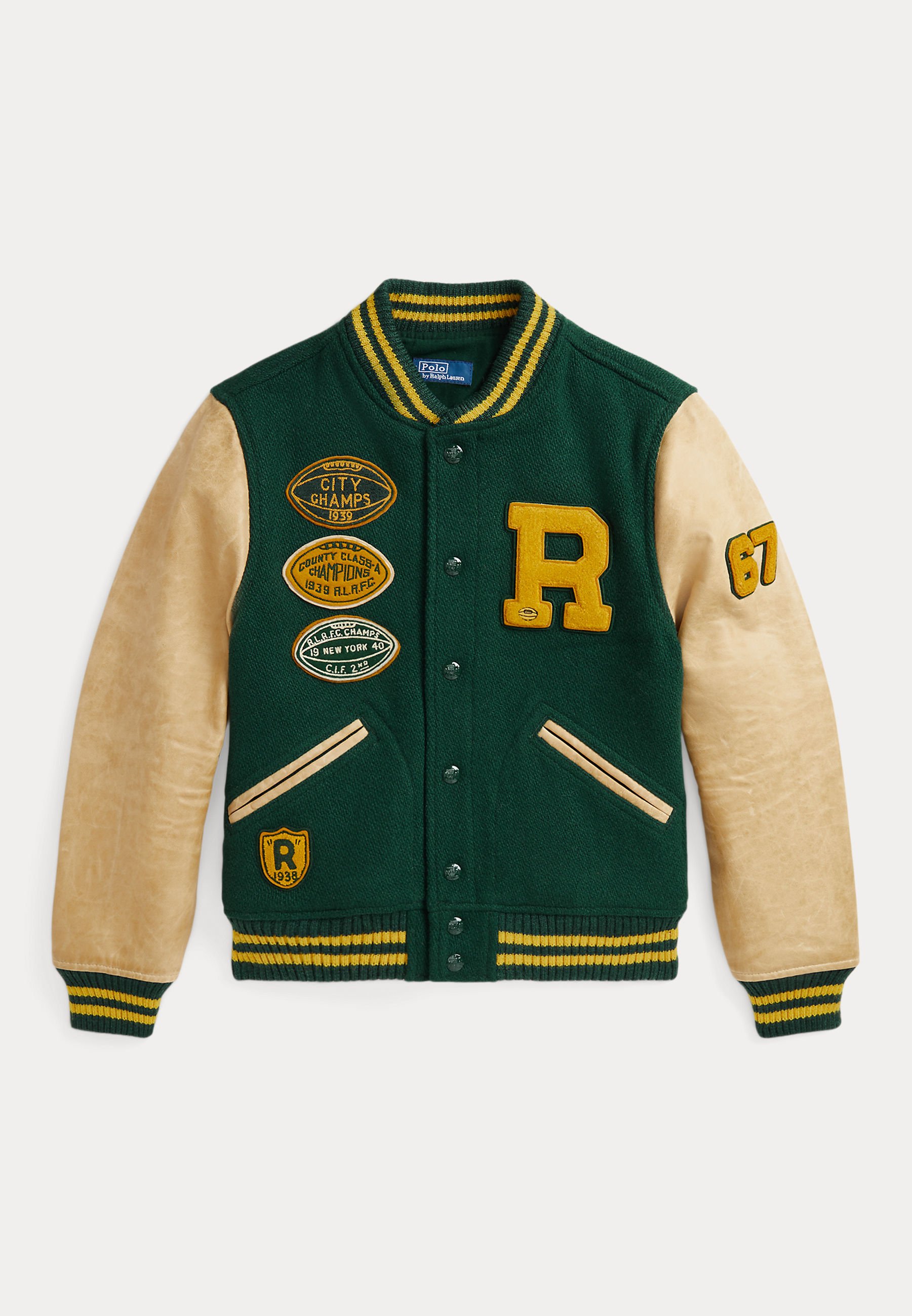 Polo Ralph Lauren WOOL-BLEND LEATHER-SLEEVE JACKET - Bomber Jacket 