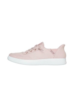 Sneaker in tela rosa chiaro con punta arrotondata, lacci piatti e suola in gomma bianca. Presenta un discreto dettaglio del logo sul tallone e sulla linguetta.