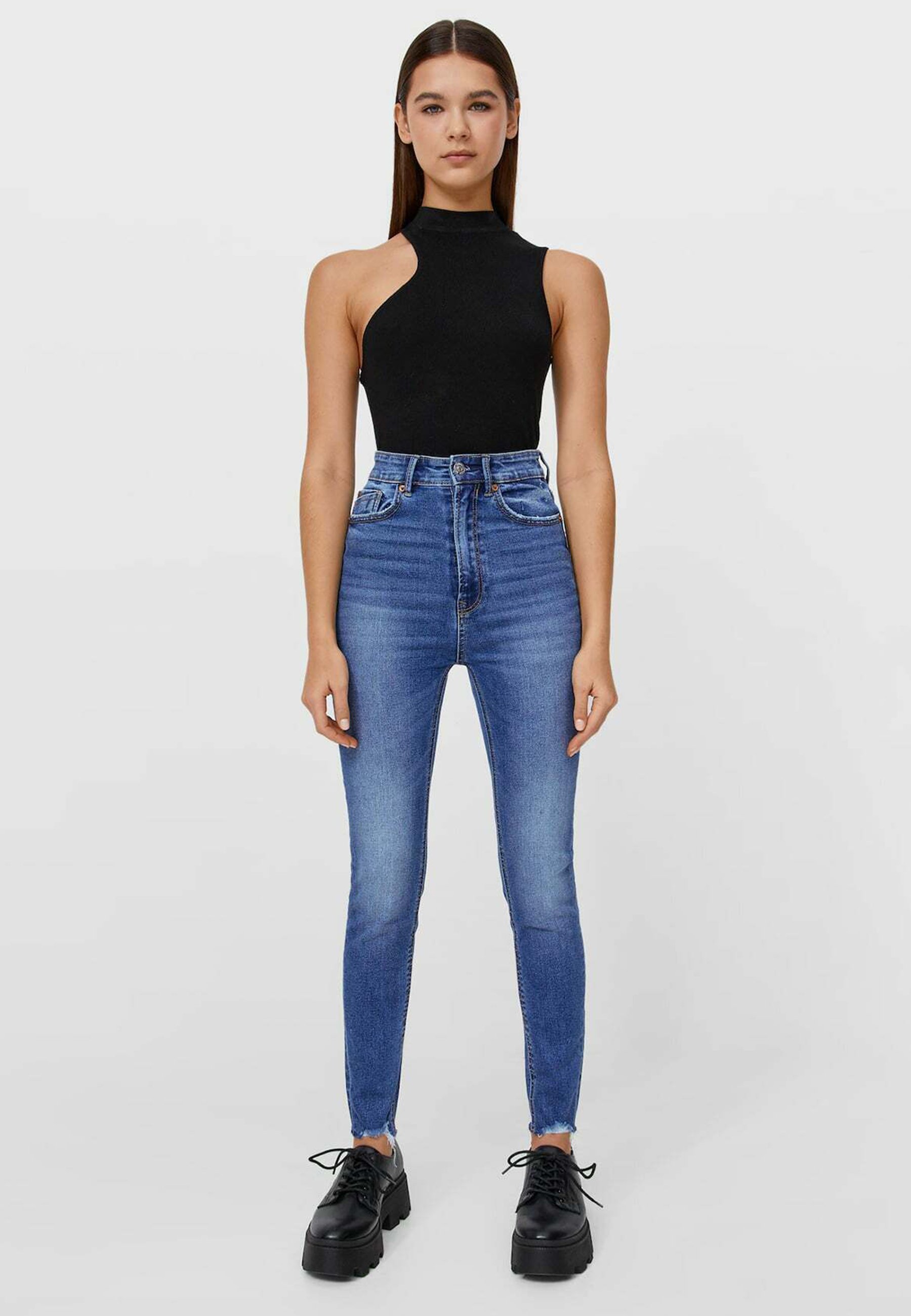 Stradivarius Super High Waist-J im Vintagelook - Jeans slim fit - dark  blue/blu scuro - Zalando.it
