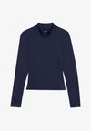 QUICK DRY LONG SLEEVE TOP WITH 1/2 ZIP AND THUMB HOLES - Top dugih rukava - dark blue
