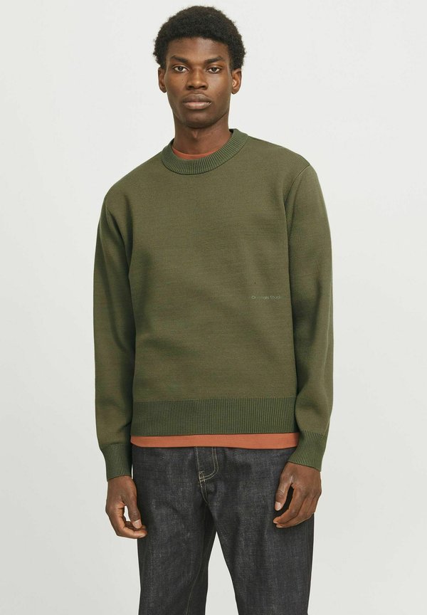 MIT RUNDHALS EINFARBIG  - Strickpullover - khaki