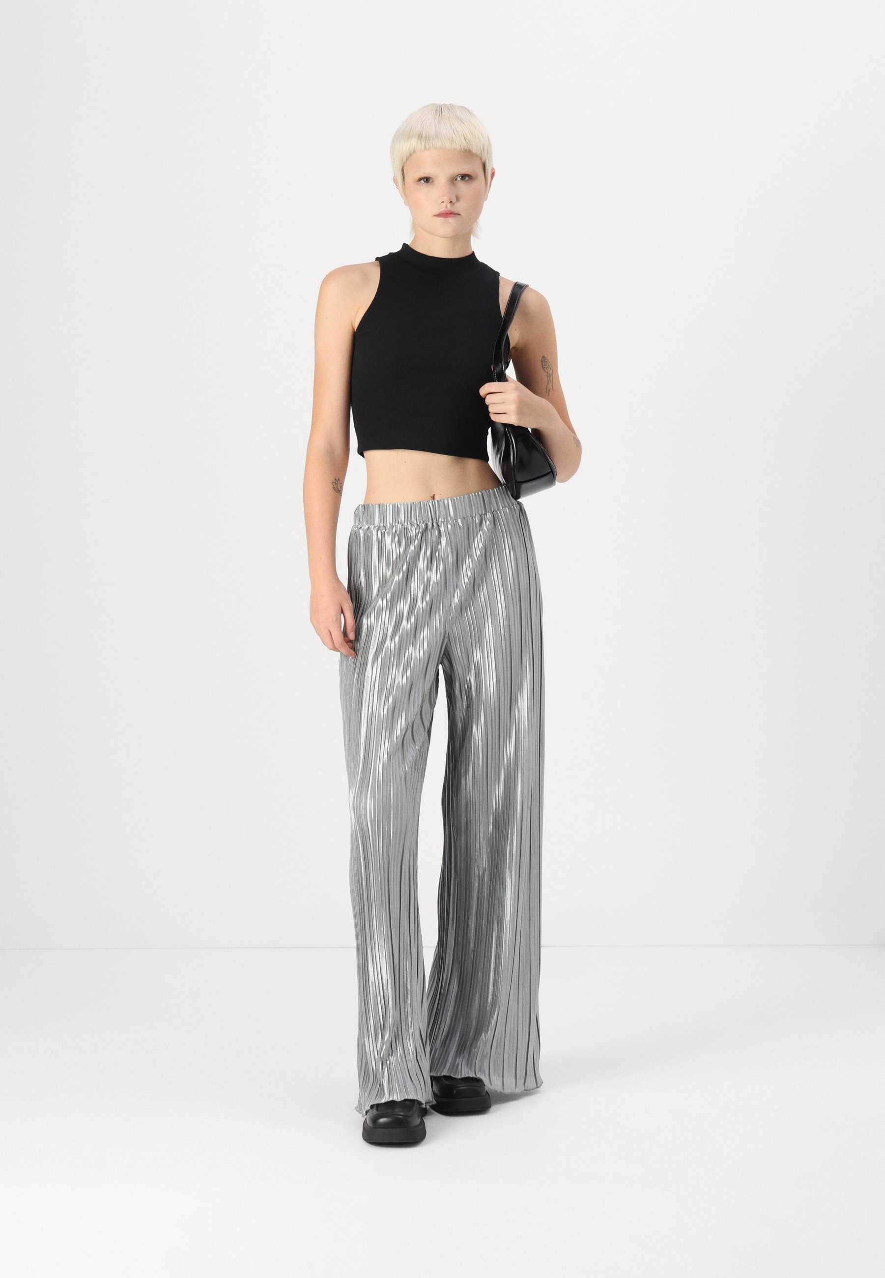 YAS YASSTORMA PANTS - Trousers - silver/silver-coloured - Zalando