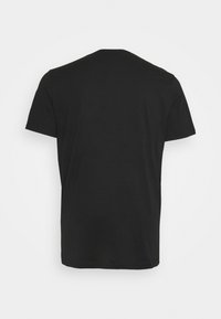 Schwarz kurzärmliges T-Shirt aus Baumwolle, mit einem klassischen Rundhalsausschnitt und einem schlichten, einfarbigen Design ohne sichtbare Muster oder Akzente.