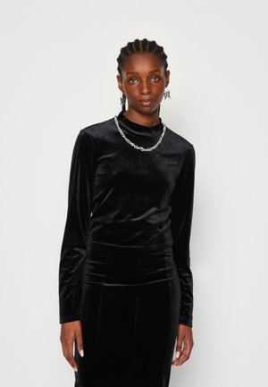 Pieces PCSACHA HIGH NECK CROP - Μπλούζα με μακριά μανίκια - black