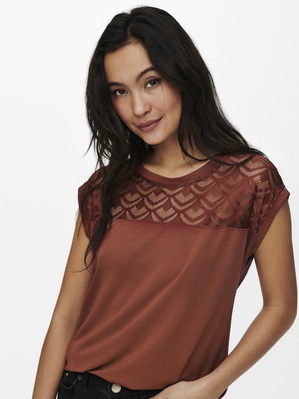 ONLNICOLE LIFE MIX - Basic T-shirt - cognac2