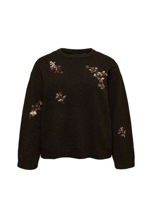 Vero Moda Curve, KNITTED PULLOVER VMCAMELIA KNITTED PULLOVER - Pullover - chocolate torte