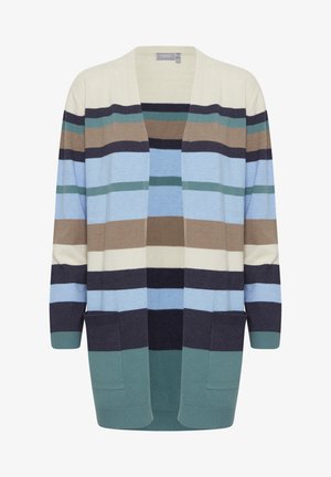 Ribava kardigan koorvalge, sinise, rohelise, pruuni ja tumesinise värviga. Omab avatud eesmist osa, pikka varrukat ja küljetaskuid. Pehme kudumise tekstuur.