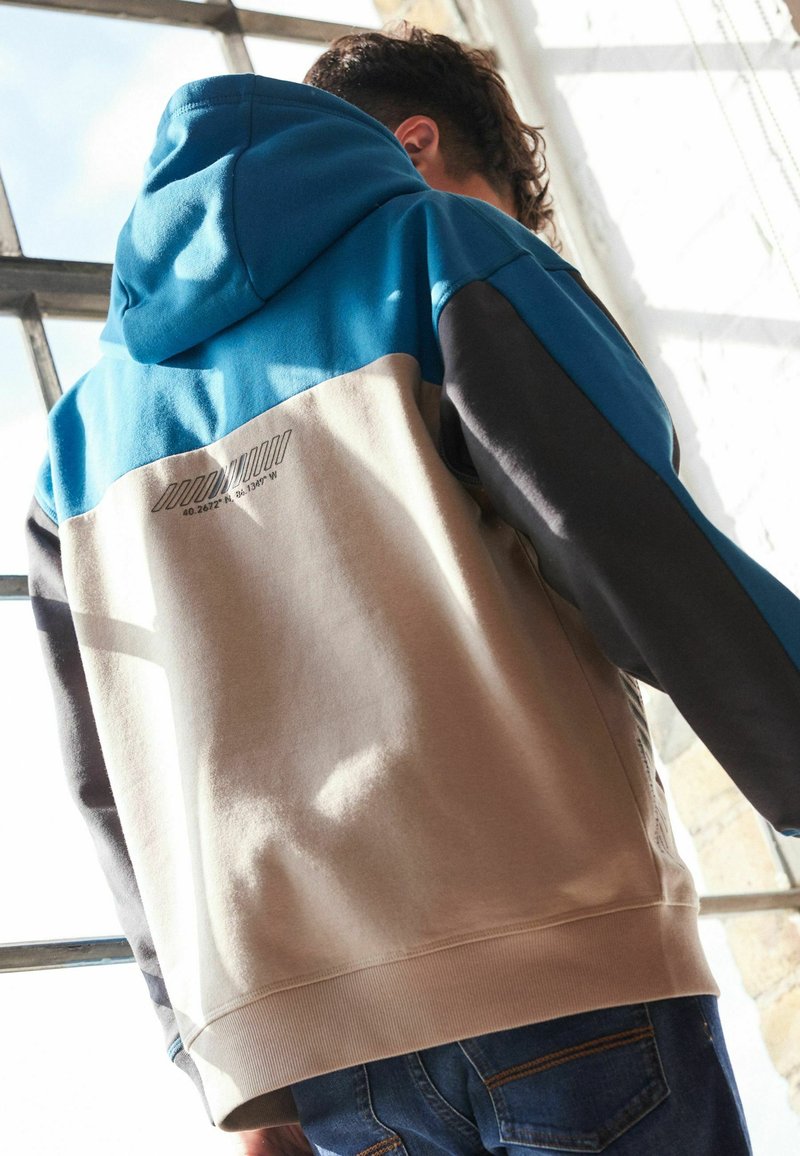 Next COLOUR BLOCK - Sweat à capuche - teal stone/bleu - ZALANDO.FR