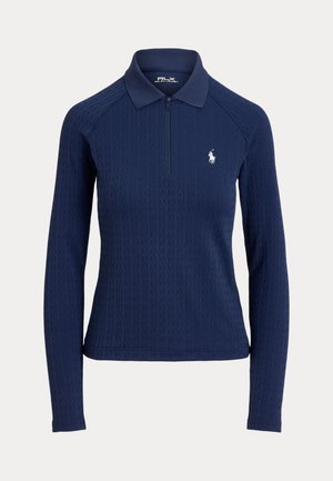 Polo Ralph Lauren, CABLE QUARTER-ZIP LONG-SLEEVE POLO - Πουλόβερ - refined navy