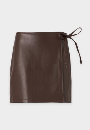 Object, OBJOLIVE WRAP SKIRT - Minijupe - seal brown