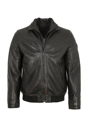 BROMU - Lederjacke - schwarz antik