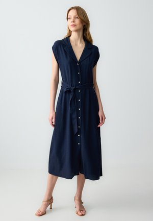 CUT SHORT SLEEVE MIDI  - Abito a camicia - dark blue