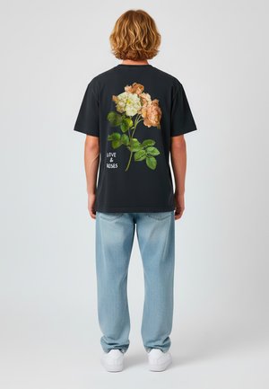 ROSES BACK HEAVYWEIGHT - Tričko s potlačou - washed black
