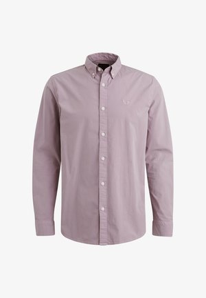 Camicia button-up a maniche lunghe di un delicato color viola, realizzata in un misto cotone. Presenta un colletto, chiusura con bottoni frontali e un logo discreto sul petto.