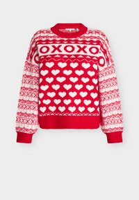 Wybrany, red white heart fair isle